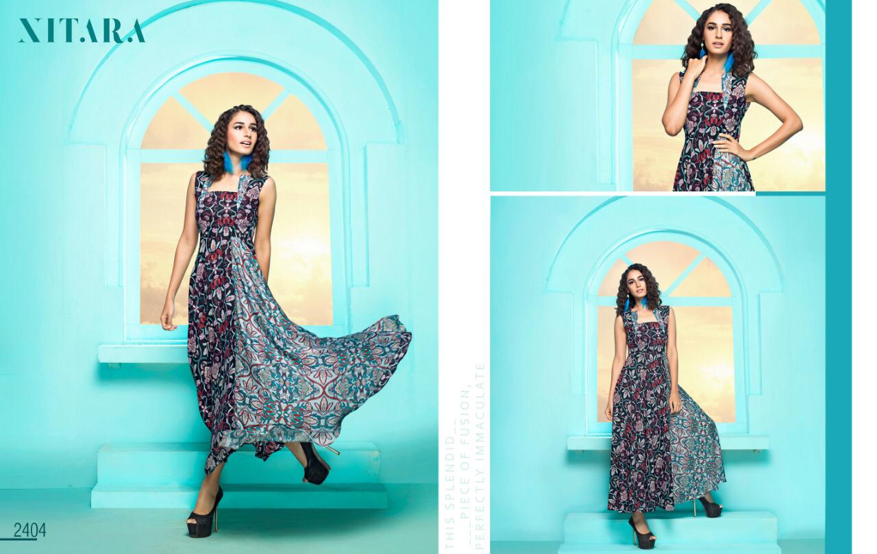 Nitara Presents Adel Catalog Georgette And Satin Exclusive Fancy Kurtis Collection Wholesale Rate In Surat