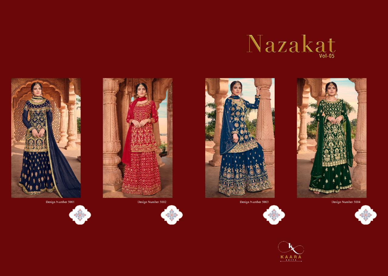 Nazakat Vol-7 Heavy Embroidery Georgette Salwar Suits By Kaara Suits At Wholesale Rate In Surat