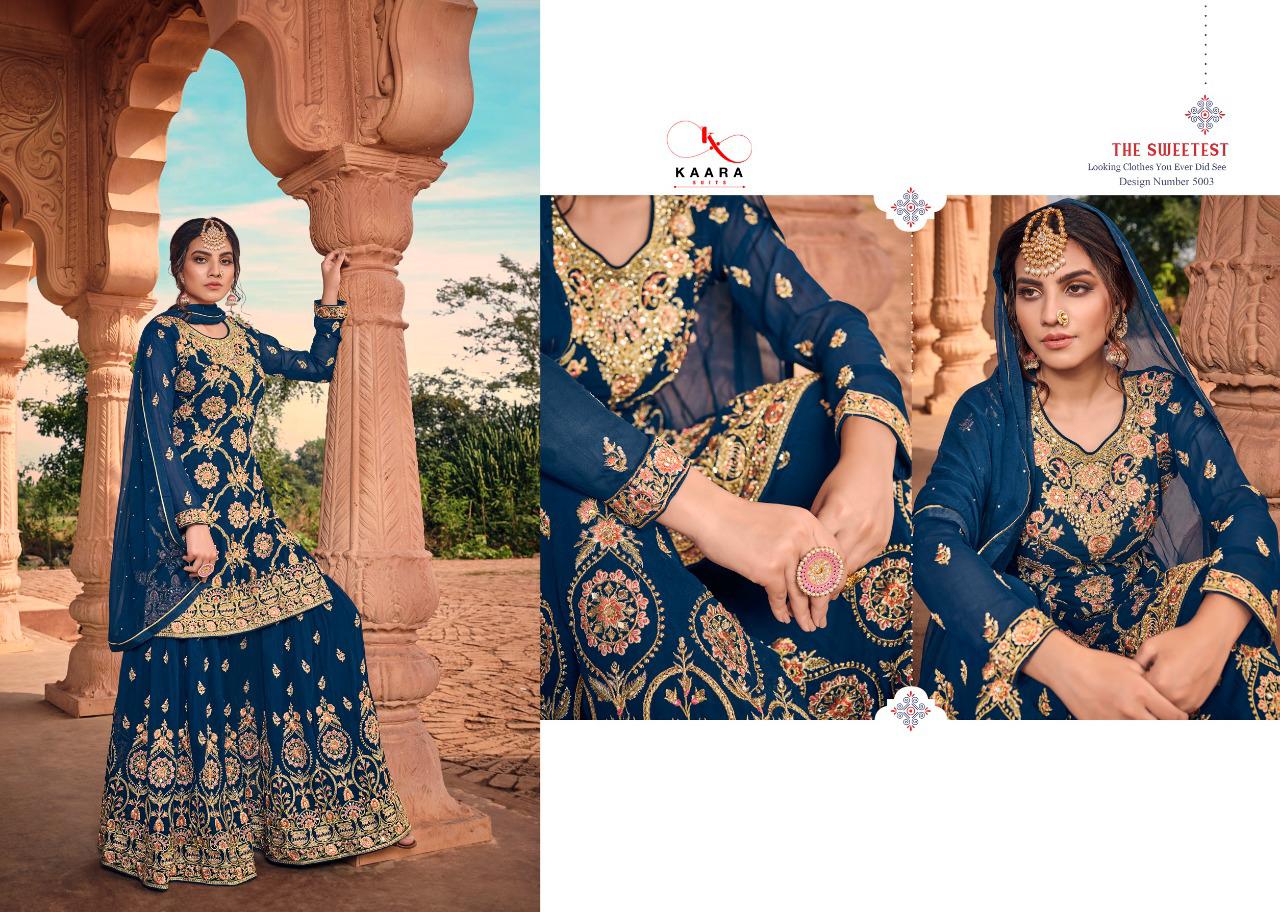 Nazakat Vol-7 Heavy Embroidery Georgette Salwar Suits By Kaara Suits At Wholesale Rate In Surat