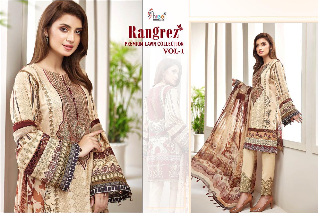 Rangrez Premium Lawn Collection Vol-1 Pure Lawn Salwar Kameez By Shree Fabs At Wholesale Rate In Surat