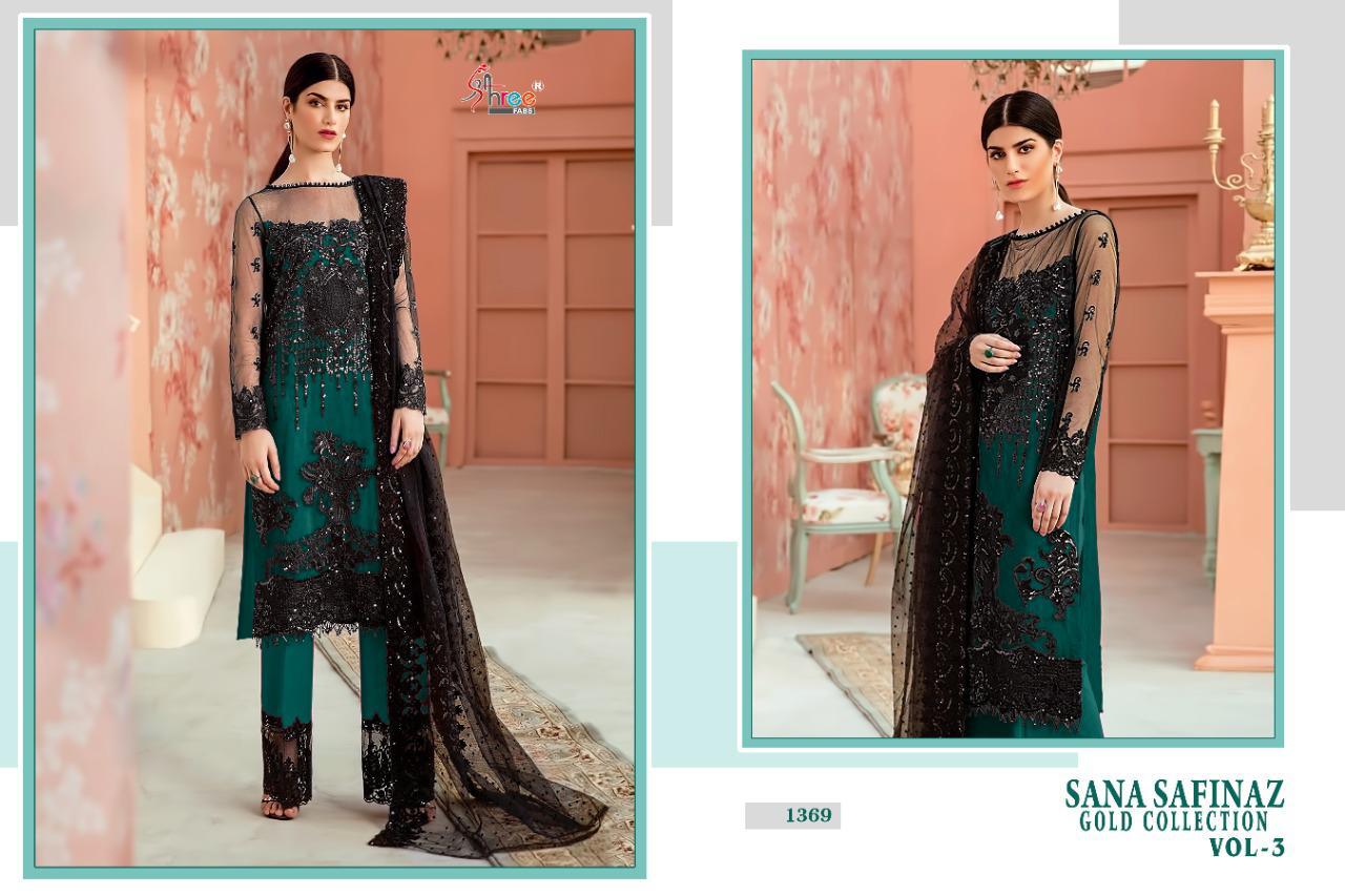 Shree Fabs Introdusing Sana Safinaz Gold Collection Vol 3  Net With Embroidery Pakistani Suits