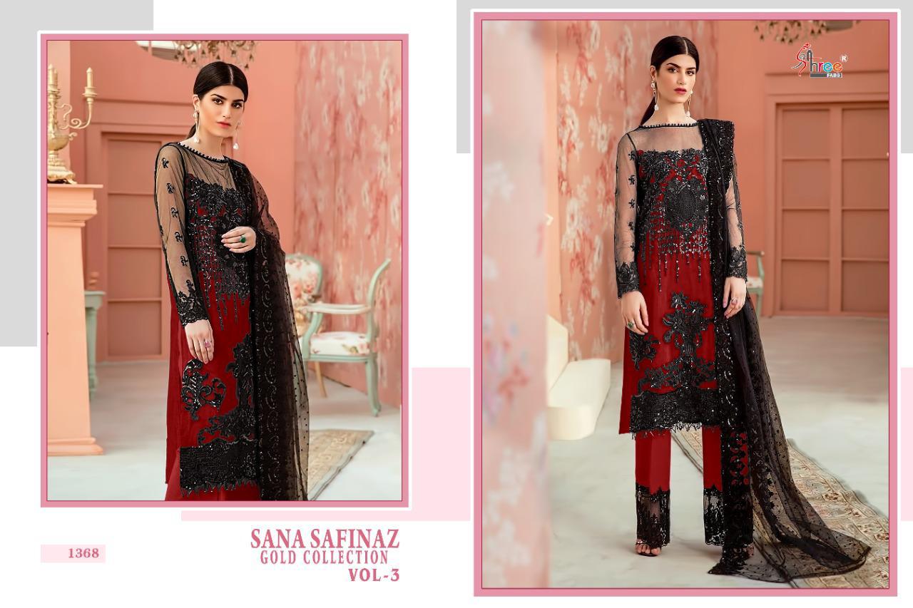 Shree Fabs Introdusing Sana Safinaz Gold Collection Vol 3  Net With Embroidery Pakistani Suits