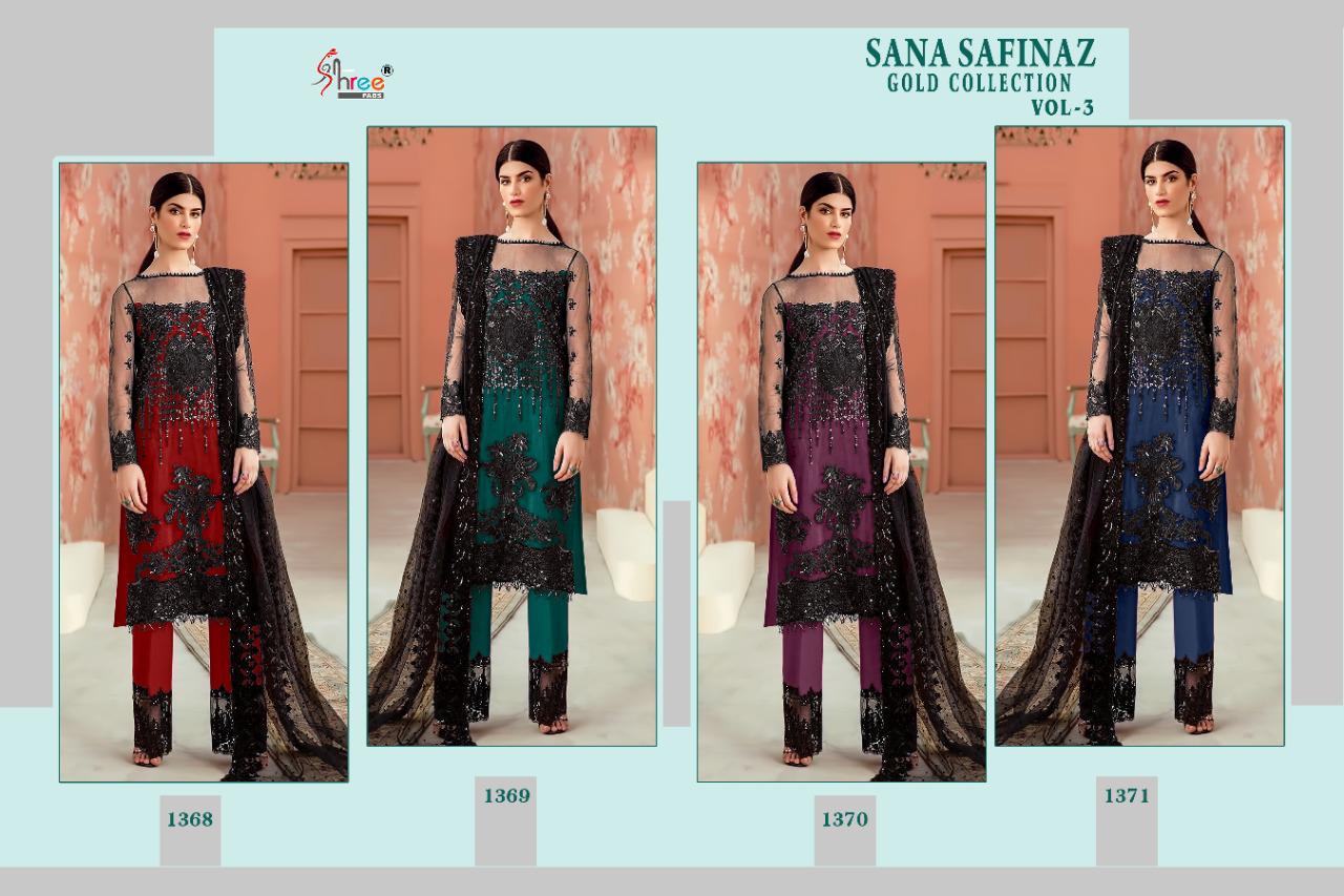 Shree Fabs Introdusing Sana Safinaz Gold Collection Vol 3  Net With Embroidery Pakistani Suits