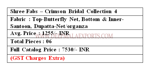 Shree Fabs Introdusing Crimson Bridal Collection Vol-4 1372-1377 New Catalog Wholesale Rate Surat