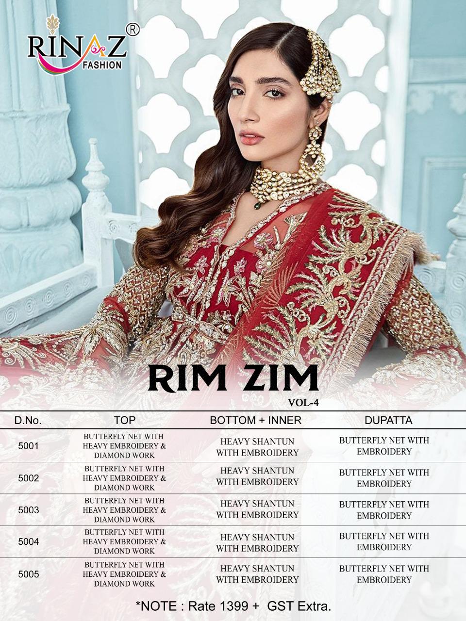 Rim Zim Vol-04 Premium Bridal Collection Of Pakistani Suits By Rinaz Fashion At Wholesale Rate In Surat