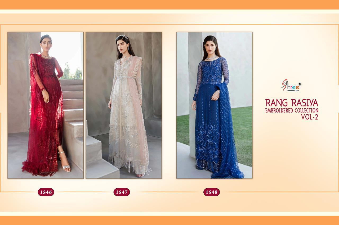 Rang Rasiya Embroidered Collection Vol-02 Net Designer Salwar Kameez By Shree Fabs At Whoelsale Rate In Surat