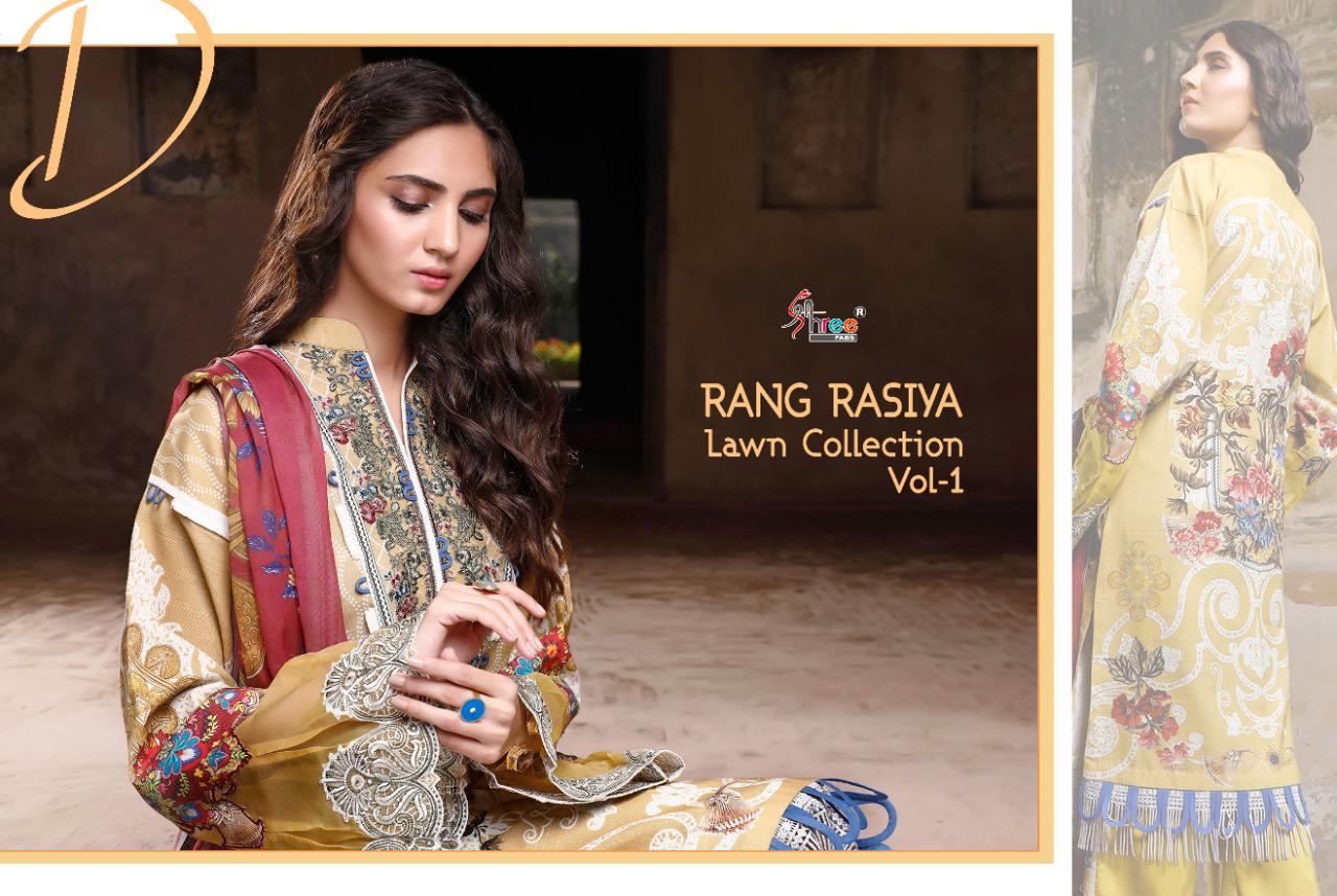 Rangrasiya Lawn Collection-01 Pure Cotton Designer Salwar Suits By Shree Fabs At Wholesale Rate In Surat