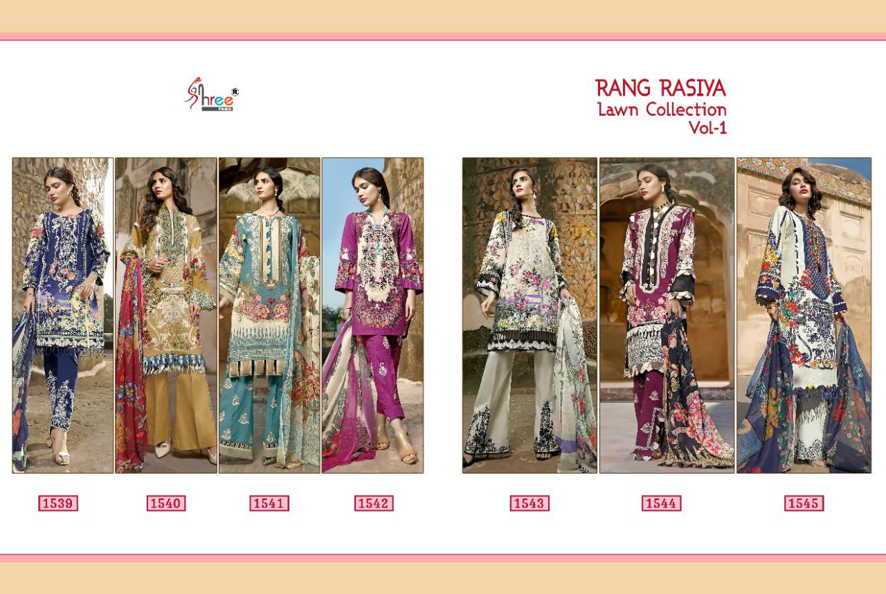 Rangrasiya Lawn Collection-01 Pure Cotton Designer Salwar Suits By Shree Fabs At Wholesale Rate In Surat