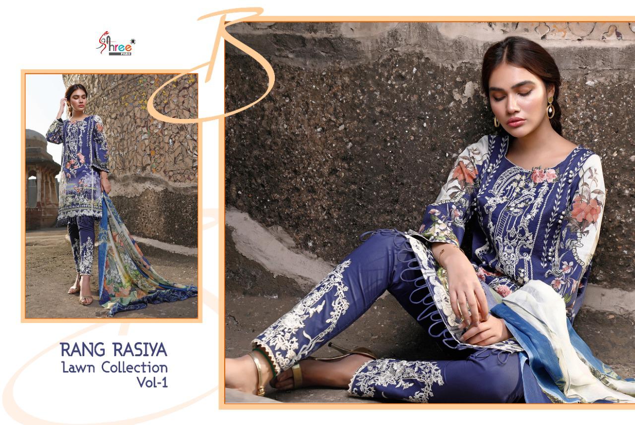 Rangrasiya Lawn Collection-01 Pure Cotton Designer Salwar Suits By Shree Fabs At Wholesale Rate In Surat