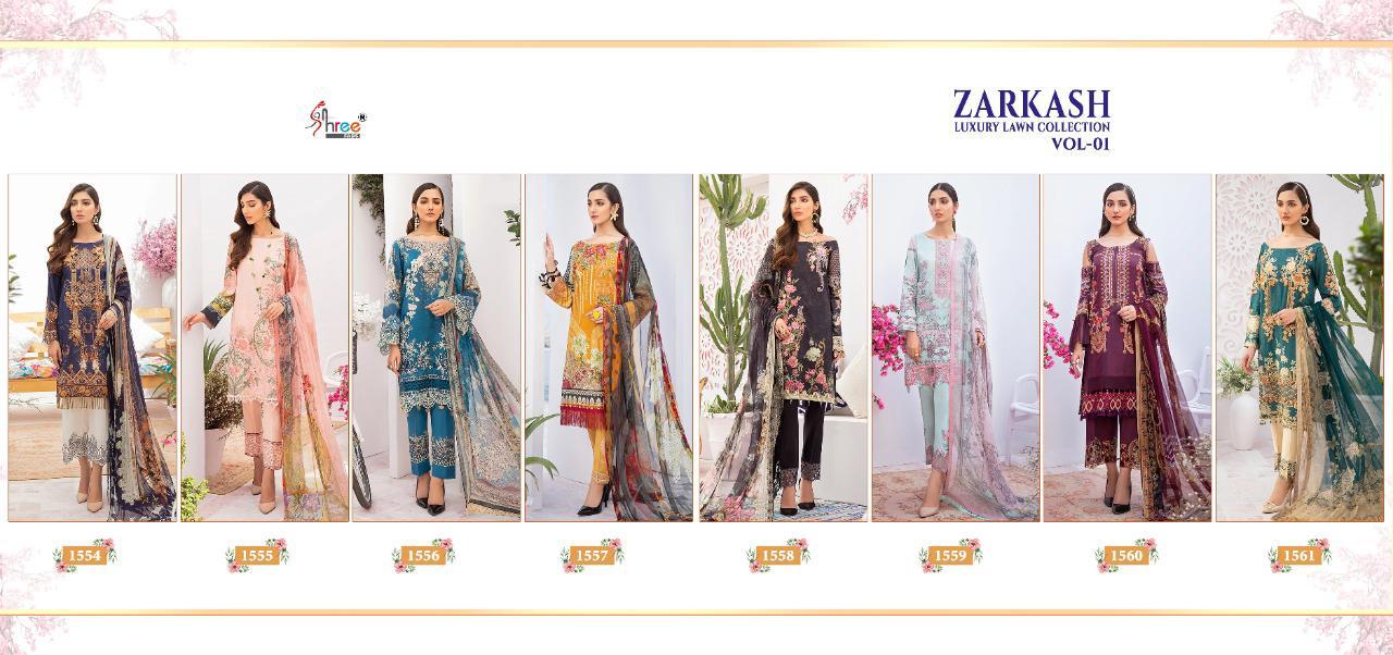 Zarkash Luxury Lawn Collection Vol-01 Designer Salwar Suits By Shree Fabs At Wholesale Rate In Surat