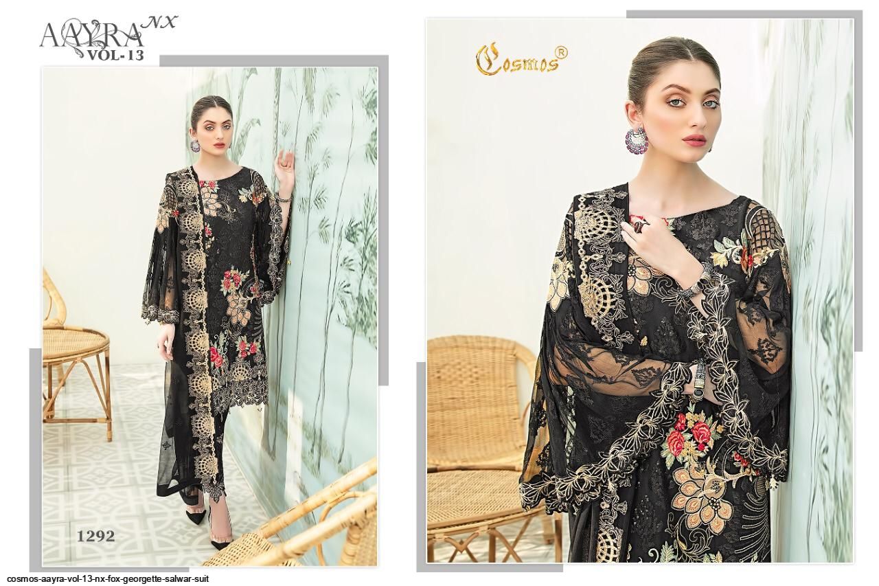 Aayra Vol-13 Nx Faux Georgette Designer Salwar Suits By Cosmos At Wholesale Price In Surat