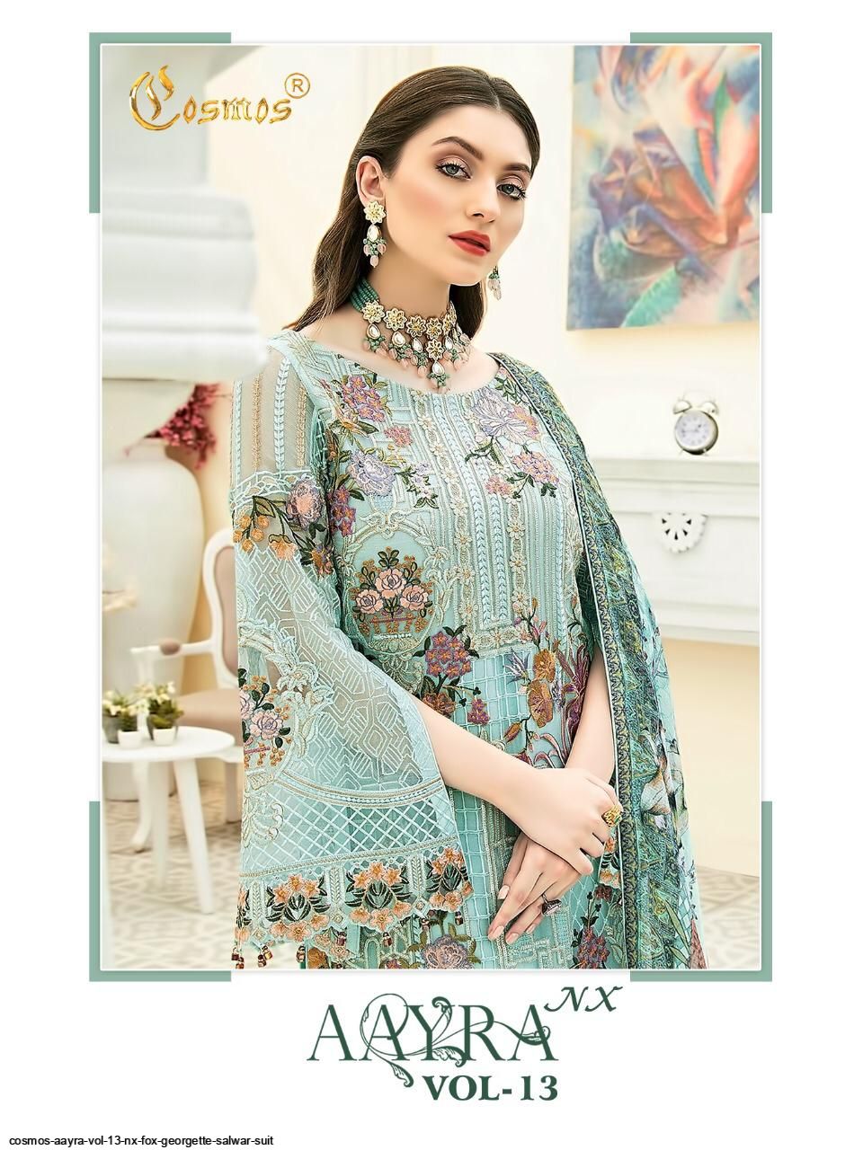 Aayra Vol-13 Nx Faux Georgette Designer Salwar Suits By Cosmos At Wholesale Price In Surat
