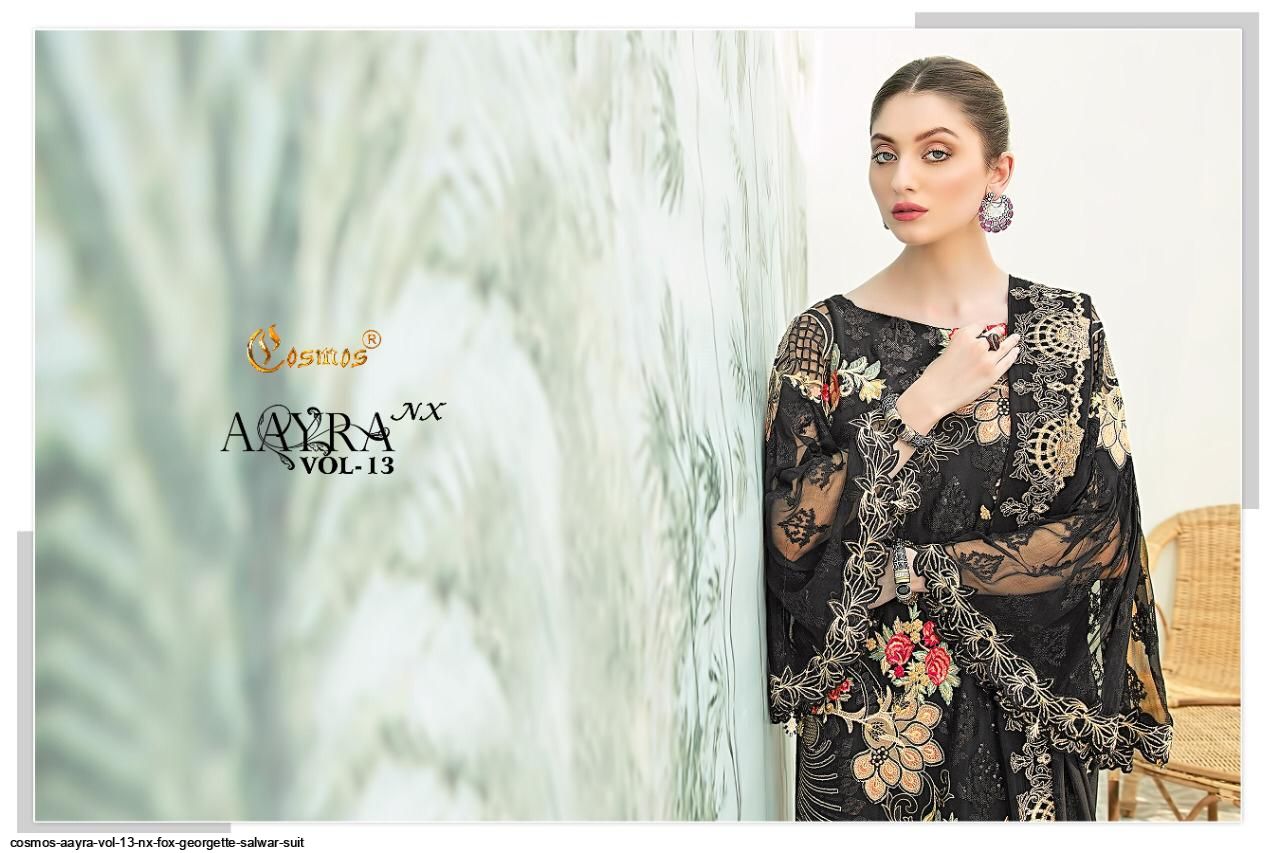 Aayra Vol-13 Nx Faux Georgette Designer Salwar Suits By Cosmos At Wholesale Price In Surat