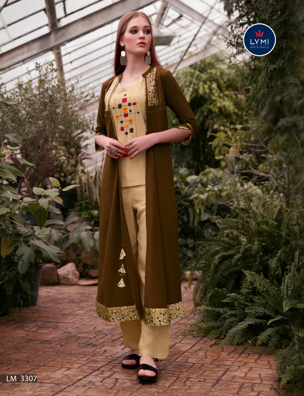 Kessi Lymi Presents Genesis 3301-3308 Series Rayon Hand Work Kurtis Plazzo With Shrug Wholesale Rate In Surat