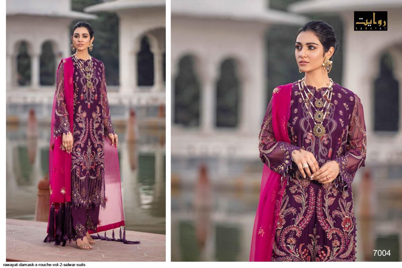 Damask Rouche Vol-02 Designer Salwar Suits By Rawayat At Wholesale Rate In Surat