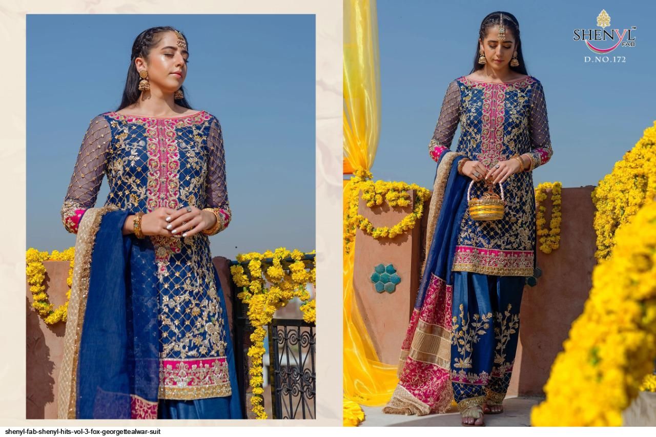 Shenyl Hits Vol-3 Designer Georgette Salwar Suits By Shenyl Fabs At Wholesale Rate In Surat