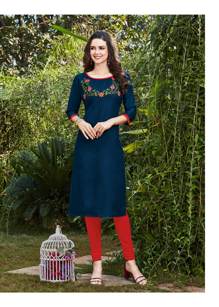 Shubh Nx  Presants Anayah Ruby Slub Straight Designer Kurtis At Wholesale Rate In Surat