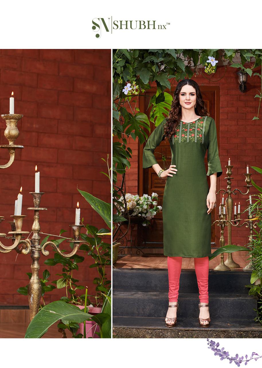 Shubh Nx  Presants Anayah Ruby Slub Straight Designer Kurtis At Wholesale Rate In Surat