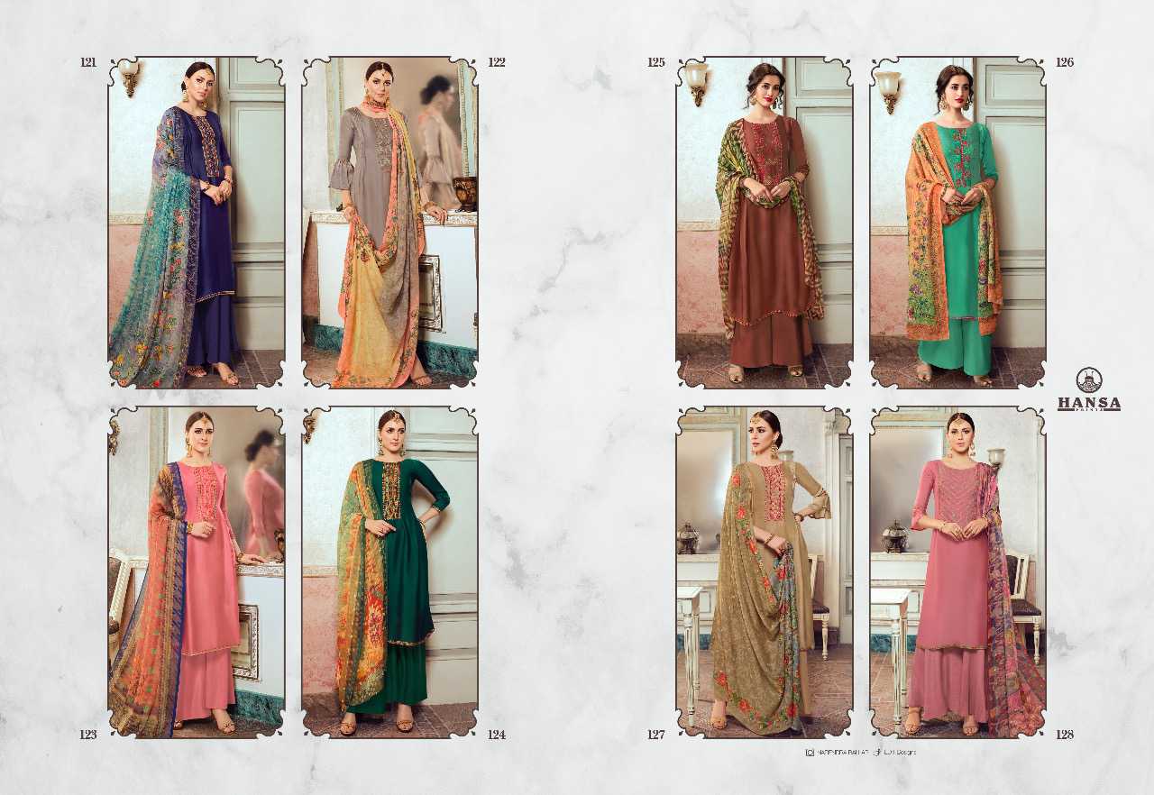Hansa Prints Presents  Husna Ara 121 Designer Satin Georgette Party Wear Suits Collections At Wholesale Rate In Surat
