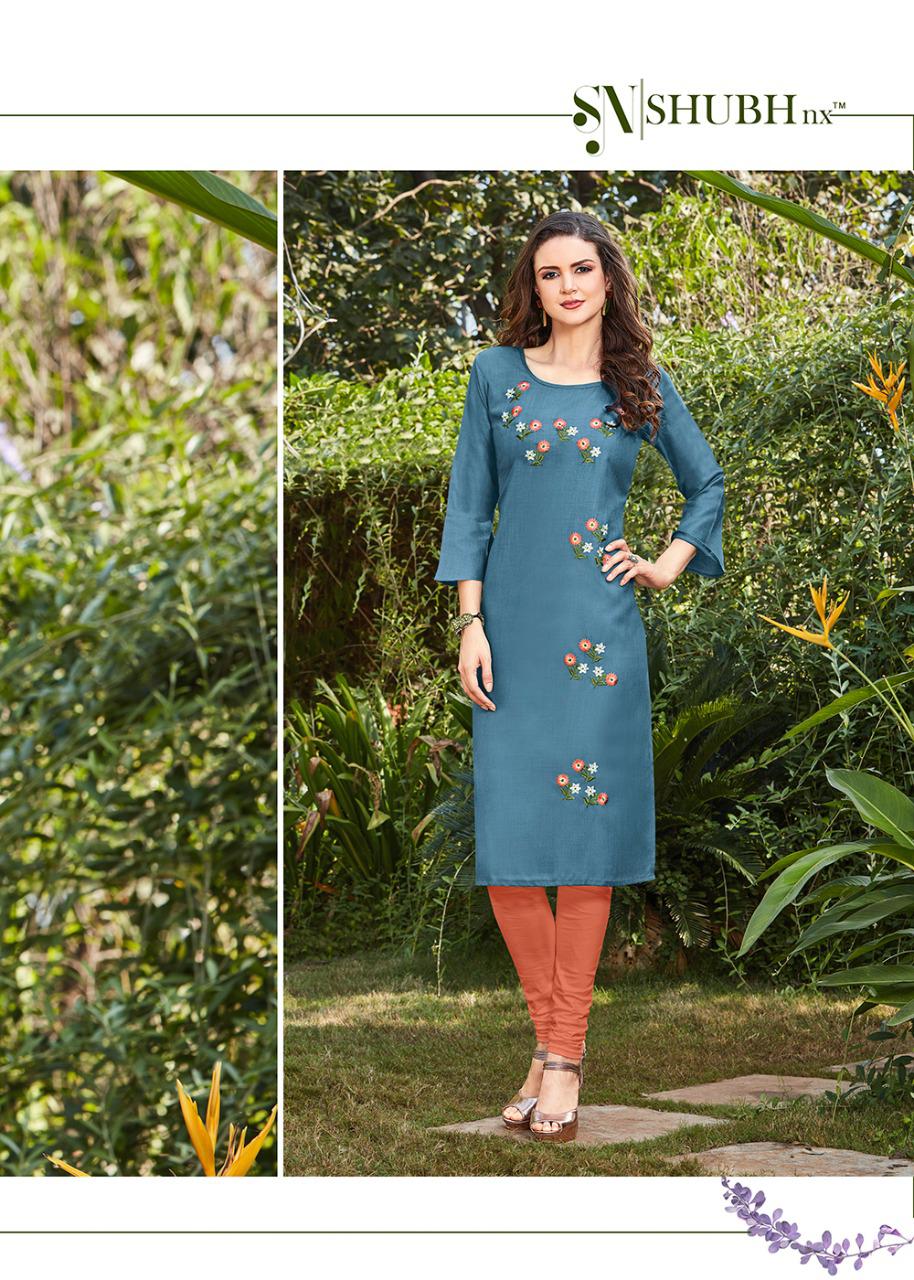 Shubh Nx  Presants Anayah Ruby Slub Straight Designer Kurtis At Wholesale Rate In Surat