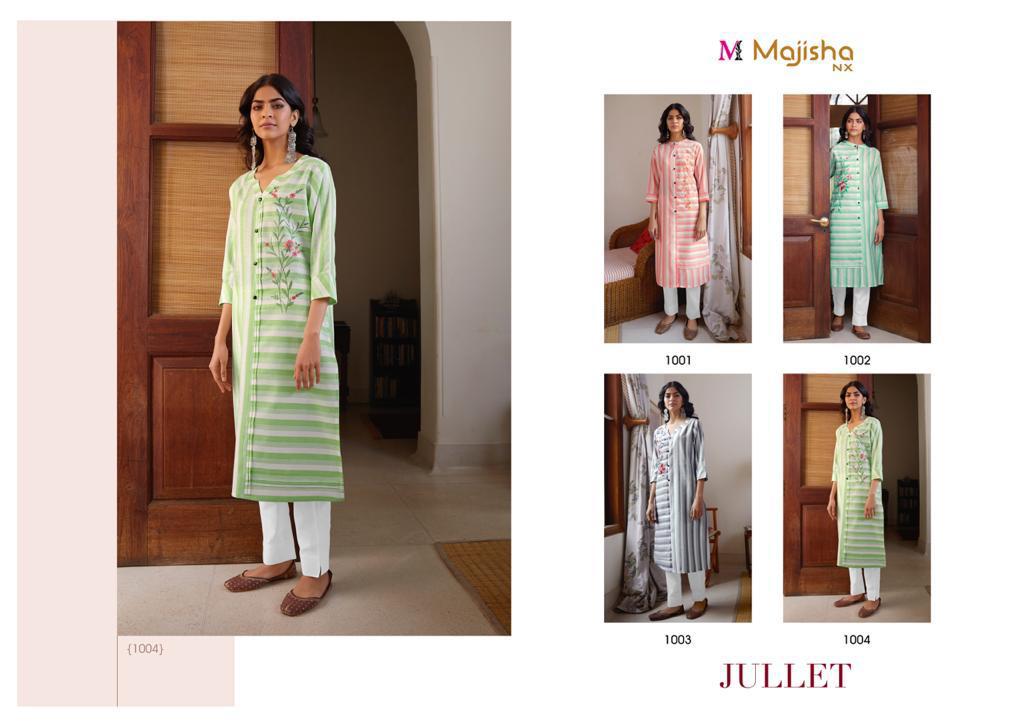 Majisha Nx Presants Juliet Fancy Cotton Kurti Pant Set Catalog At Wholesale Rate In Surat