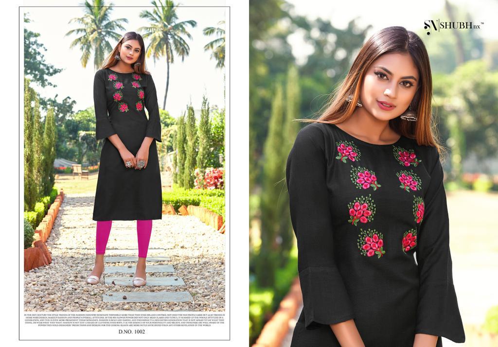 Shubh Nx Presants Dinner Ruby Slub Straight Designer Kurtis At Wholesale Rate In Surat
