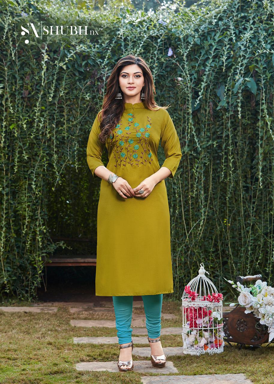 Shubh Nx  Presants Anayah Ruby Slub Straight Designer Kurtis At Wholesale Rate In Surat