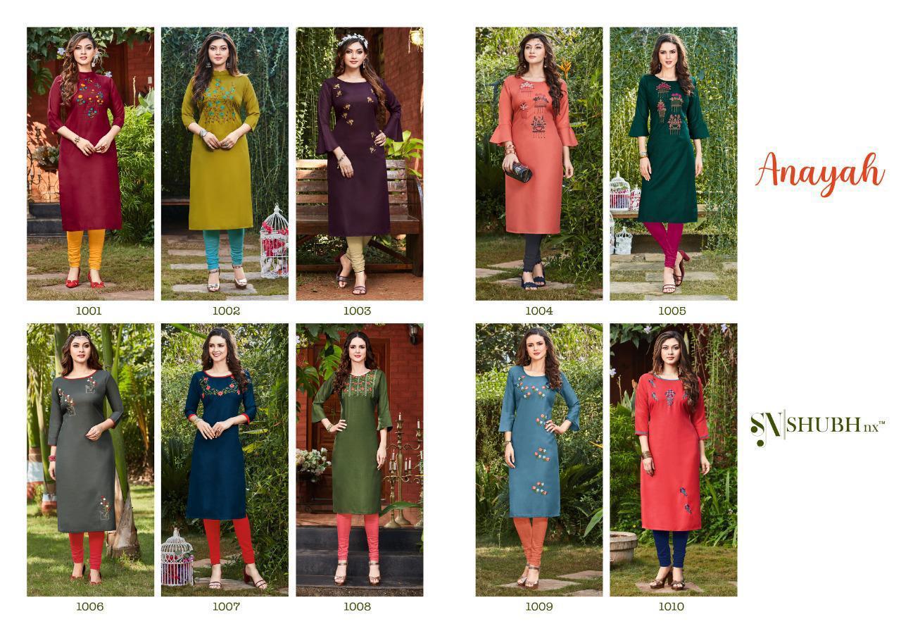 Shubh Nx  Presants Anayah Ruby Slub Straight Designer Kurtis At Wholesale Rate In Surat
