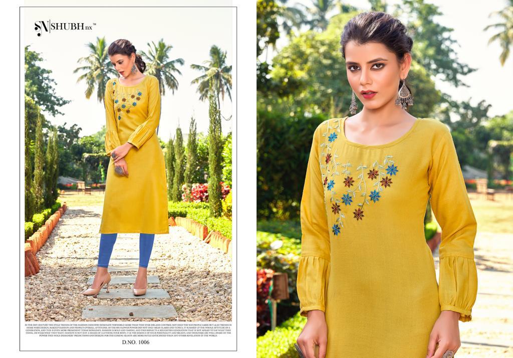 Shubh Nx Presants Dinner Ruby Slub Straight Designer Kurtis At Wholesale Rate In Surat
