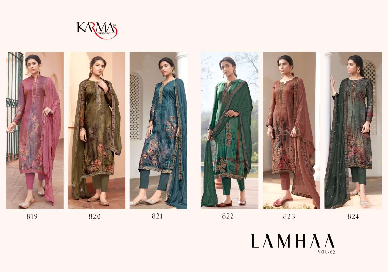 Karma Trendz Presants  Lamhaa Vol-2   Jam Satin Printed Dresses At Wholesale Rate In Surat