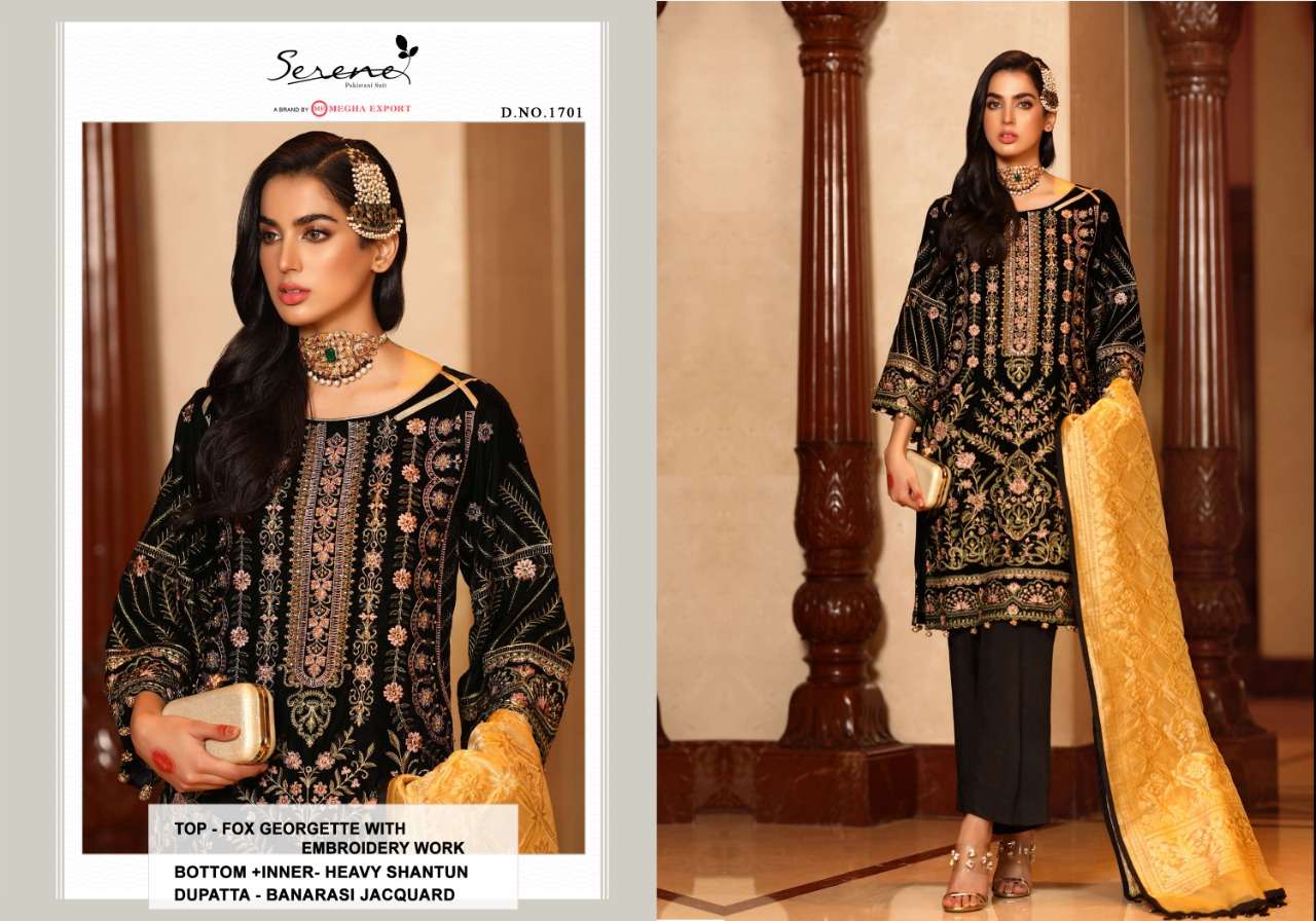 Serene Presants Zarif Faux Georgette Heavy Pakistani Salwar Suits Collection Wholesale Rate In Surat