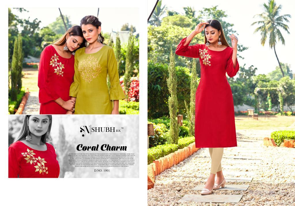 Shubh Nx Presants Dinner Ruby Slub Straight Designer Kurtis At Wholesale Rate In Surat