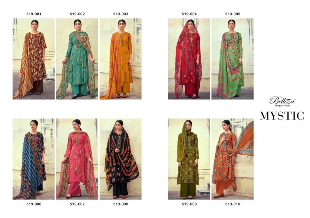 Belliza Presents Mystic Fancy Designer Dress Material At Wholesale Rate In Surat
