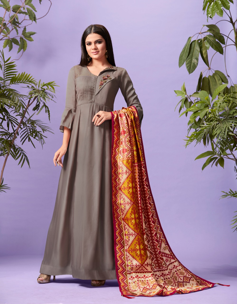 Lymi Presents Originals Palace Silk Fabrics Kurtis With Dupatta Set Wholesale Rate