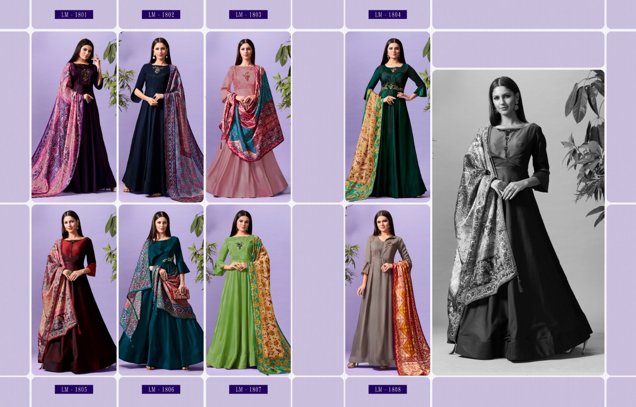Lymi Presents Originals Palace Silk Fabrics Kurtis With Dupatta Set Wholesale Rate