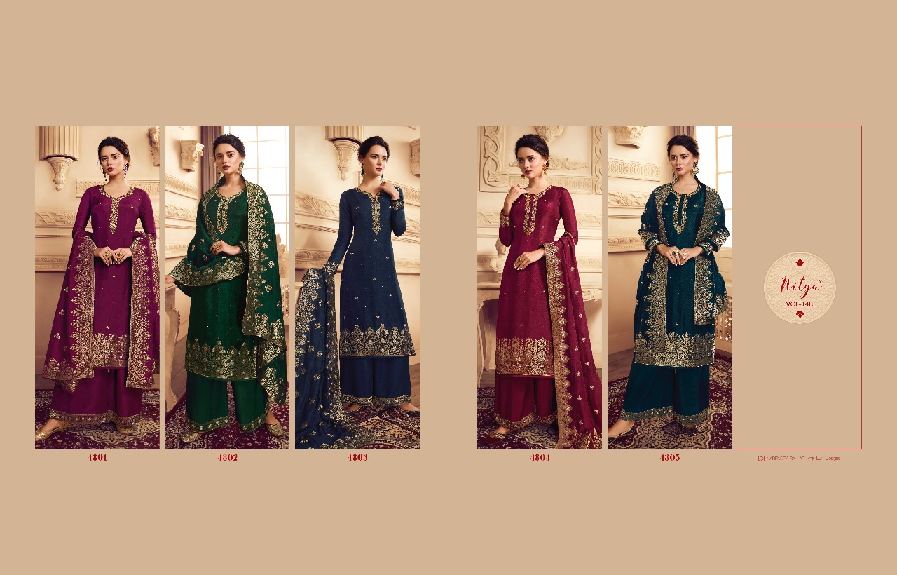 Lt Fabrics  Presants Nitya Vol-148 Heavy Designer Viscose Dola Jacquard Wth Embroidery Handwork Dress Material Collection At Wholesale Rate In Surat