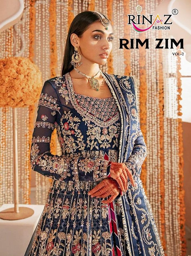 Rinaz Fashion Presents Rim Zim Vol 2 Butterfly Net With Heavy Embroidery Work Pakisatni Suits Wholesale In Surat