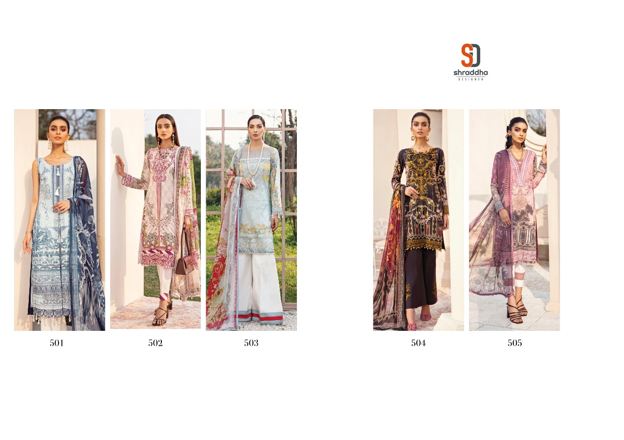 Shraddha Designer Presents Vintage Vol 5 Lawn Cotton Printed Heavy Embroidery Pakistani Suit At Wholesale Rate In Surat
