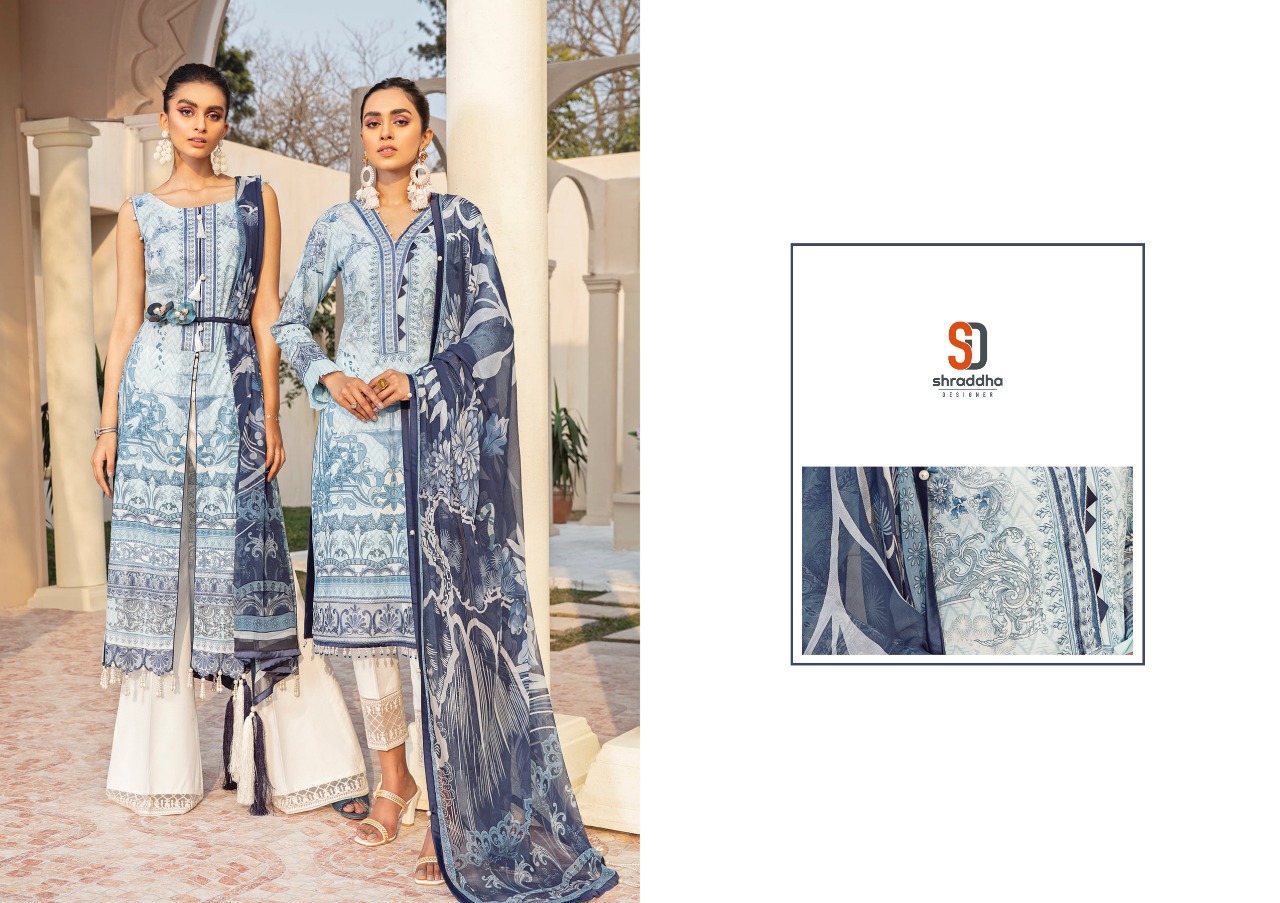 Shraddha Designer Presents Vintage Vol 5 Lawn Cotton Printed Heavy Embroidery Pakistani Suit At Wholesale Rate In Surat