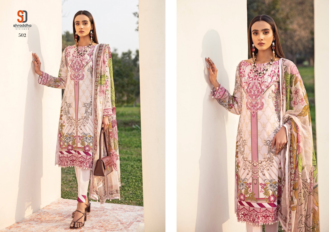 Shraddha Designer Presents Vintage Vol 5 Lawn Cotton Printed Heavy Embroidery Pakistani Suit At Wholesale Rate In Surat