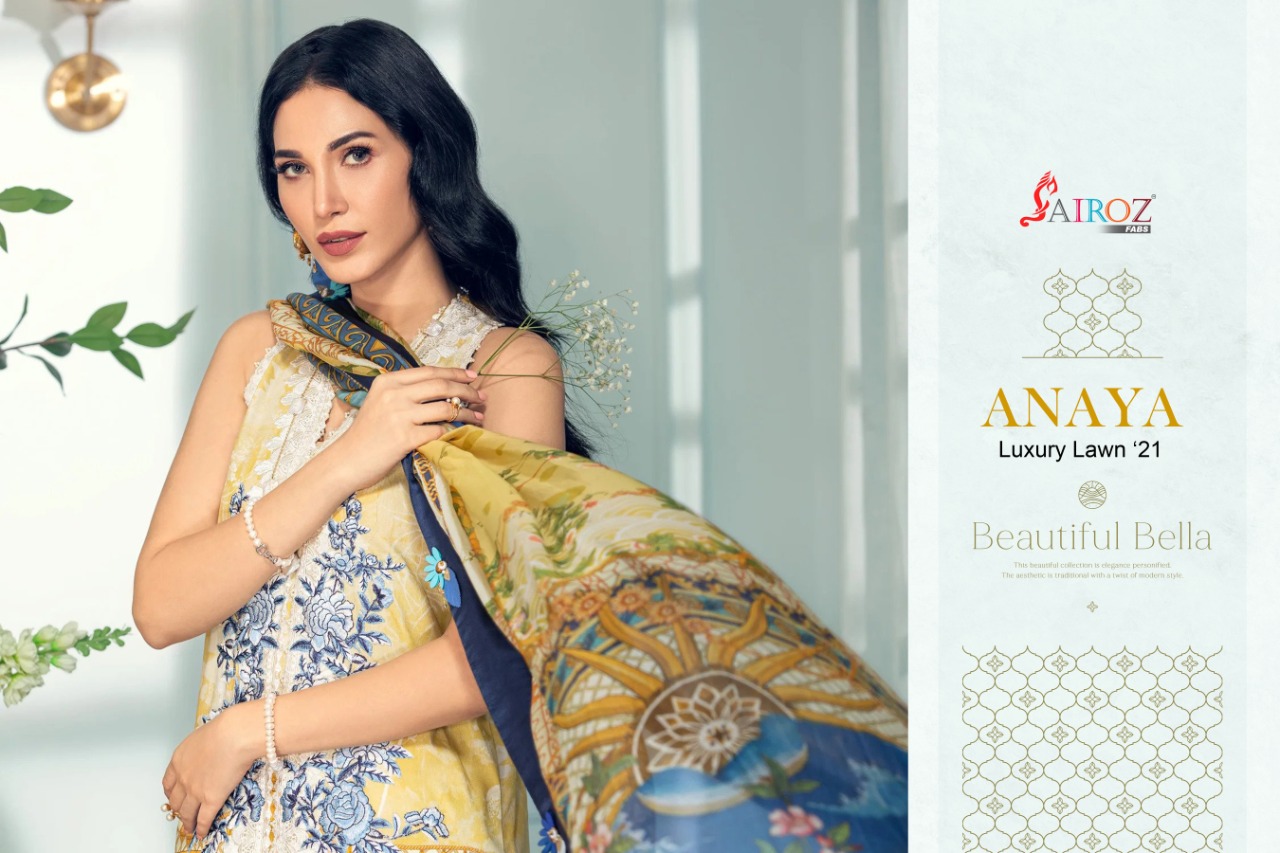 Sairoz Fabs Presents Anaya Luxury Lawn Vol 21cotton Digital Print Fancy Patch Embroidery Work  Pakistani Suits At Wholesale Rate In Surat