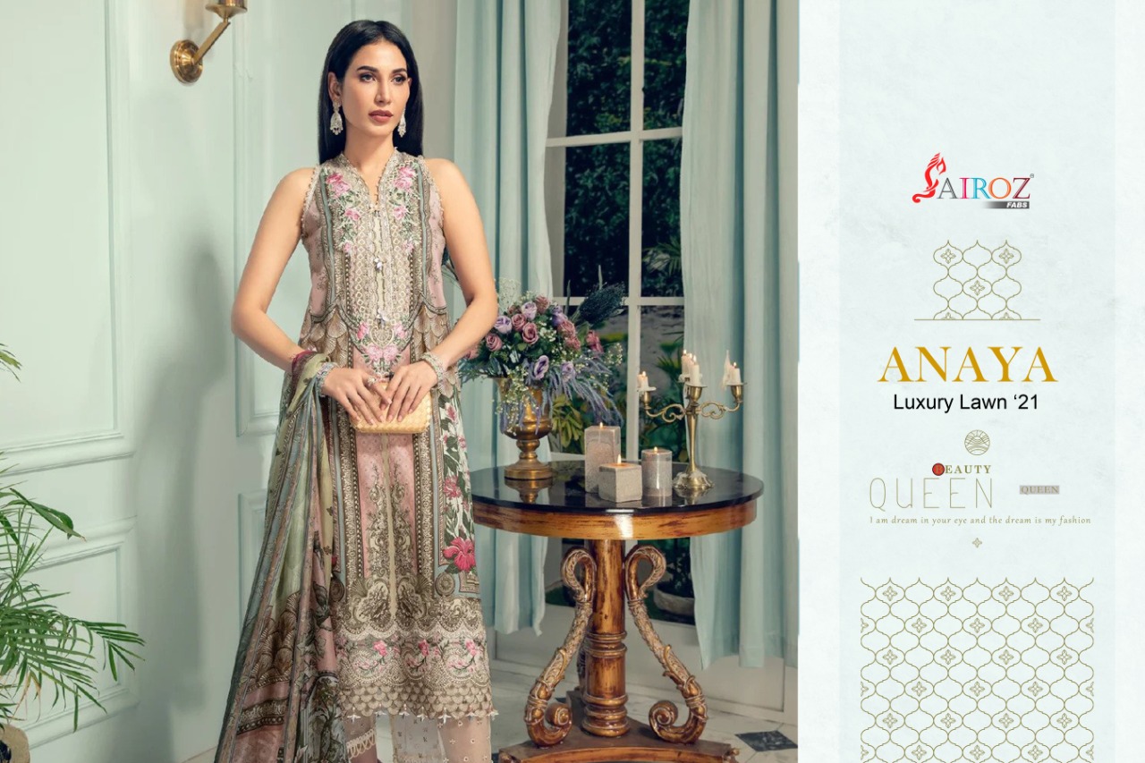 Sairoz Fabs Presents Anaya Luxury Lawn Vol 21cotton Digital Print Fancy Patch Embroidery Work  Pakistani Suits At Wholesale Rate In Surat
