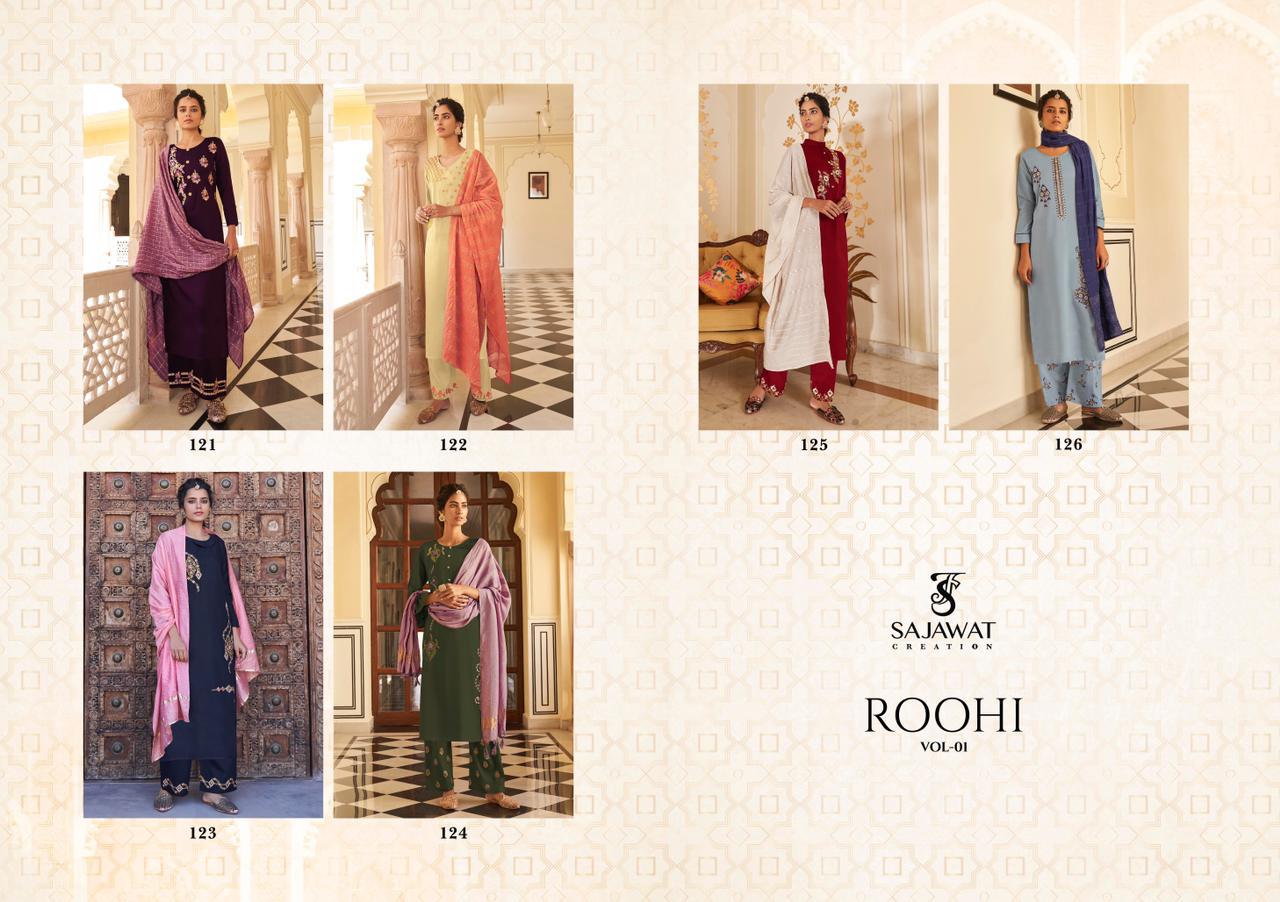 Roohi Vol-01 Pure Stepal Viscos Top With Bottom Duppata By Sajawat Creation At Wholesale Rate In Surat