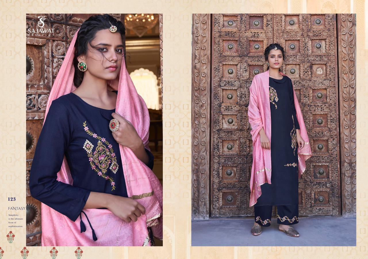 Roohi Vol-01 Pure Stepal Viscos Top With Bottom Duppata By Sajawat Creation At Wholesale Rate In Surat