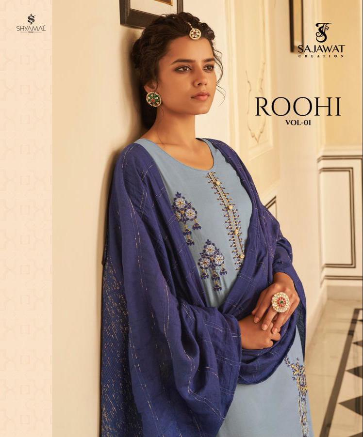 Roohi Vol-01 Pure Stepal Viscos Top With Bottom Duppata By Sajawat Creation At Wholesale Rate In Surat