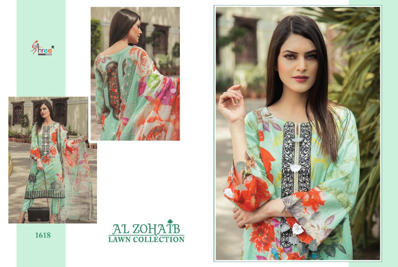Al Zohaib Lawn Pure Cotton Print With Embroidery Work Pakistani Suits By Shree Fab At Wholesale Rate In Surat