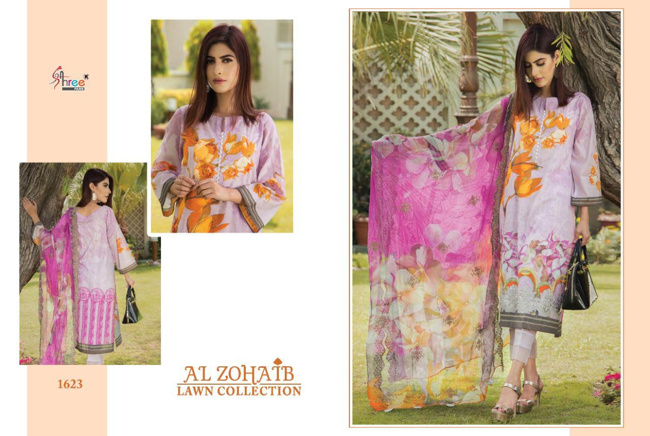Al Zohaib Lawn Pure Cotton Print With Embroidery Work Pakistani Suits By Shree Fab At Wholesale Rate In Surat