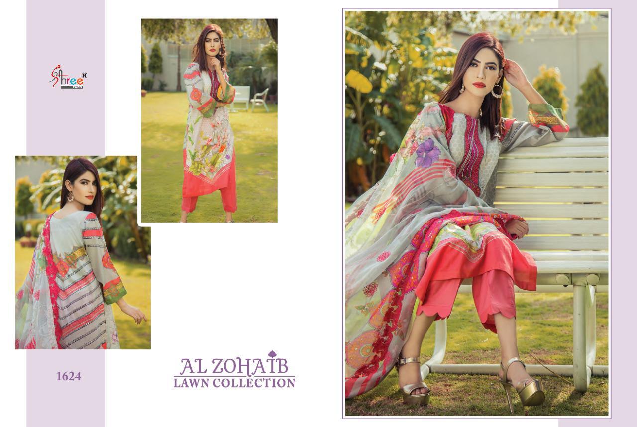 Al Zohaib Lawn Pure Cotton Print With Embroidery Work Pakistani Suits By Shree Fab At Wholesale Rate In Surat