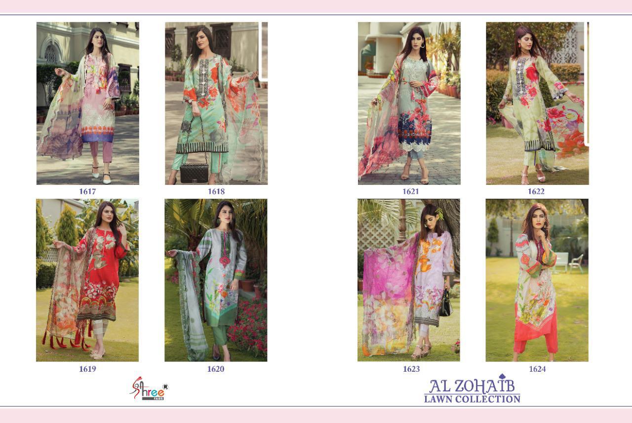 Al Zohaib Lawn Pure Cotton Print With Embroidery Work Pakistani Suits By Shree Fab At Wholesale Rate In Surat