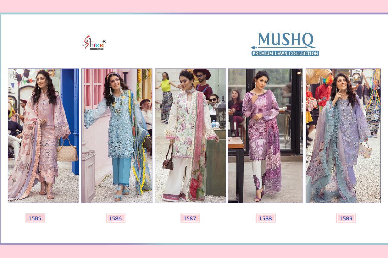 Shree Fab Presents Mushq Premium  Lawn Collection Pure Lawn With Embroidery Work Pakistani Salwar Kameez At Wholesale Rate In Surat